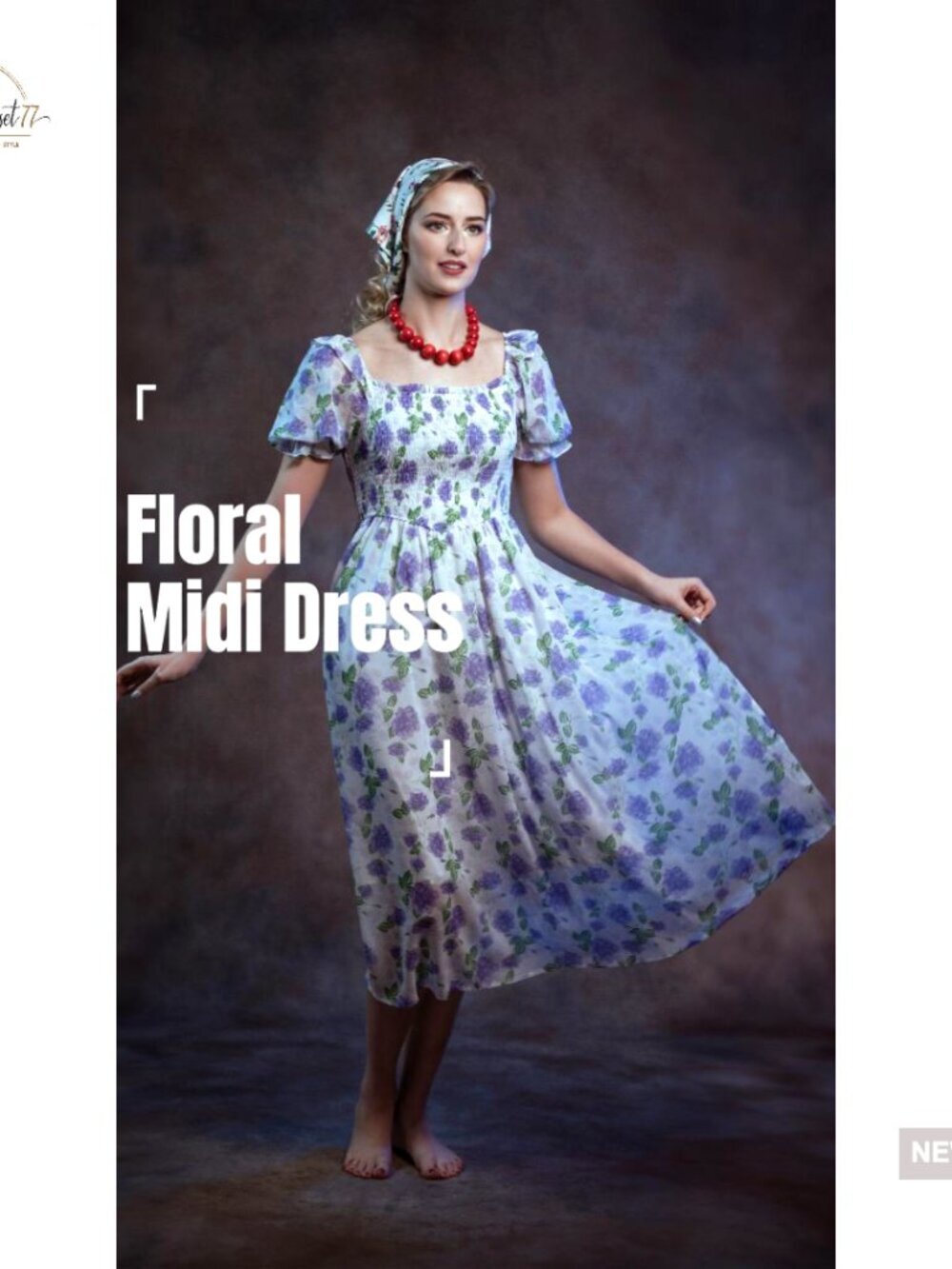 Floral Maxi Dress with Puff Sleeves Square Neck A-Line Wedding Guest - Picture 7 of 7